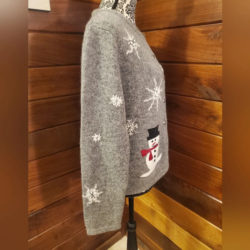 Northern Isles Wool Snowman Snowflake Holiday Sweater Large - Picture 4 of 8